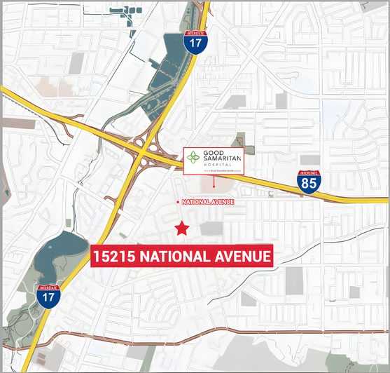 Location map showing 15215 National Avenue near I-17 and I-85